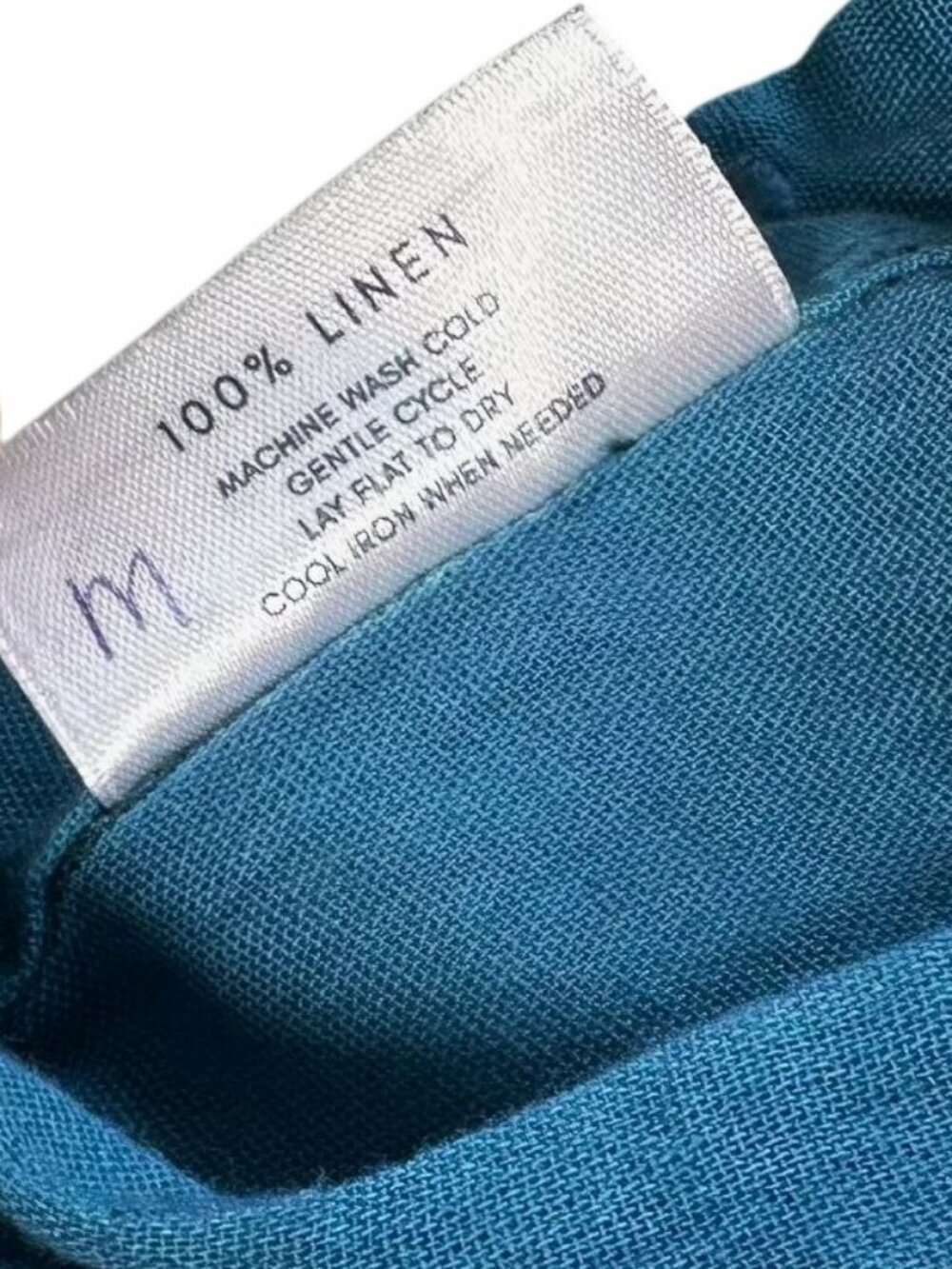 Swahili Coast Linen Dress Medium Blue Button Front Midi Ethical Artisan Pocket - Picture 6 of 10